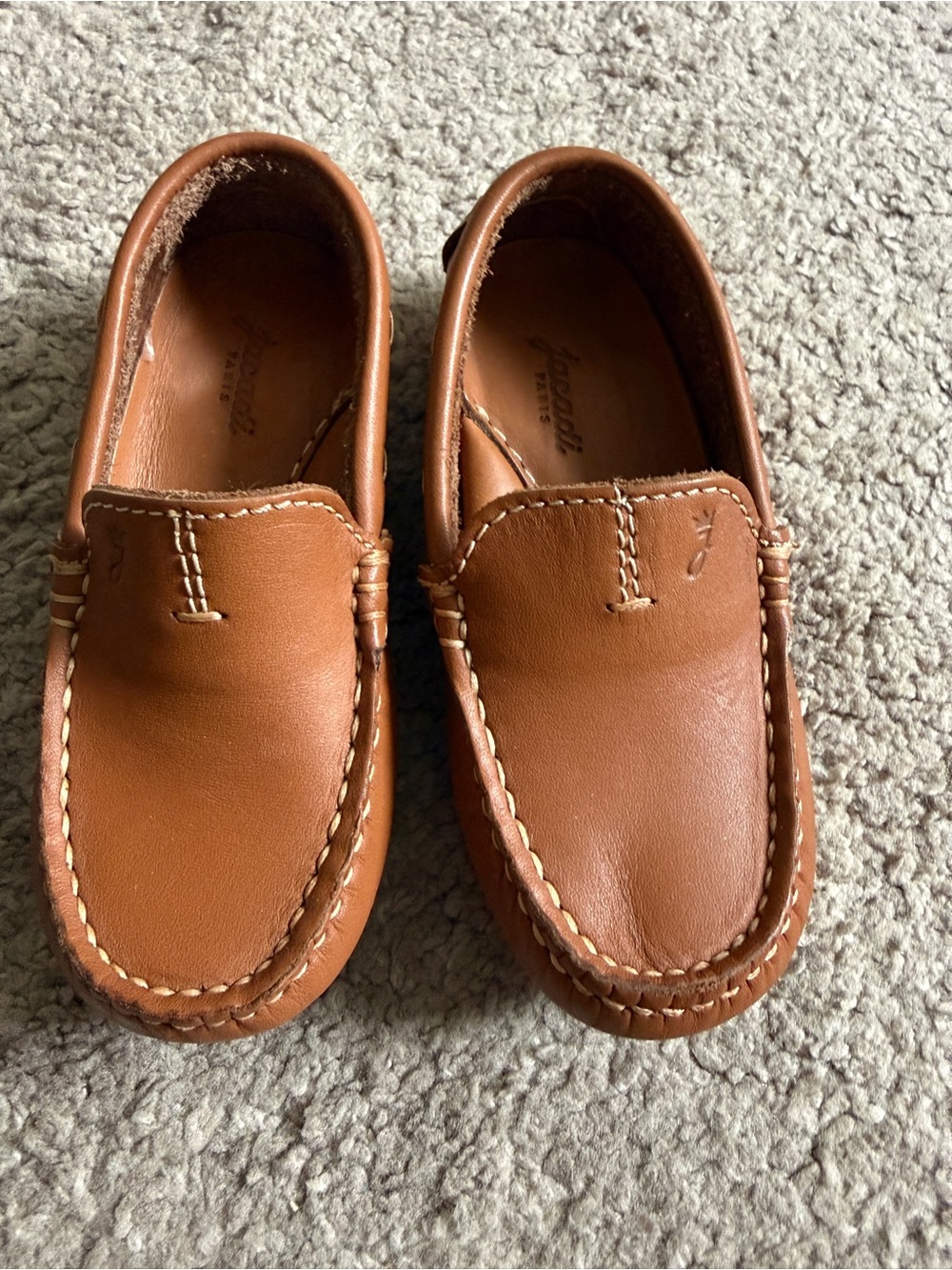 Jacadi Paris Brown Leather Children Moccasin-Style Loafer Shoe- Size 24